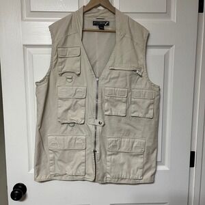 IVY CREW EXPLORER Mens Vest‎ Beige Tan Size L Utility Pockets Fishing Hiking